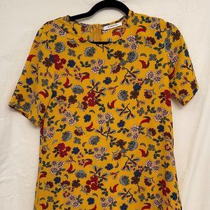 Yellow floral cottagecore swing dress